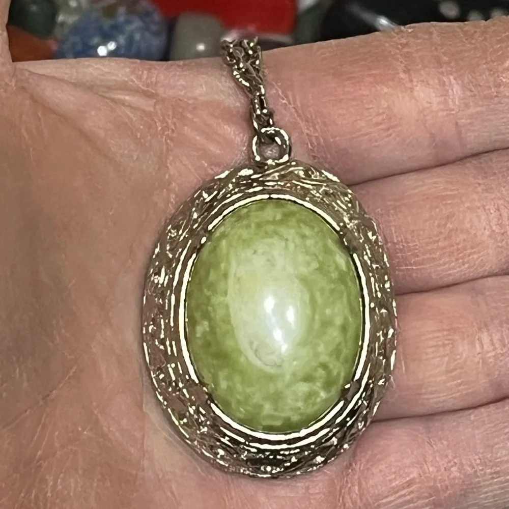 Vintage Jacobite Green Stone Necklace